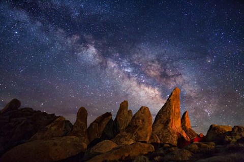 Framed Milky Way over pinnacles Alabama Hills Print