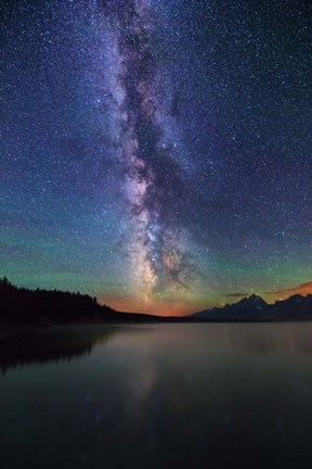 Framed Milky Way over Tetons Jackson Lake Print