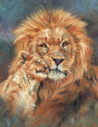 Framed Lion Love Portrait Print