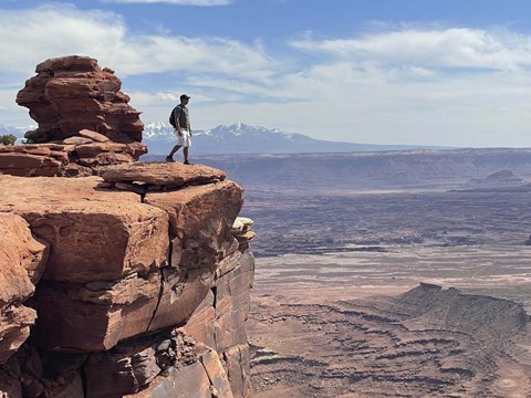 Framed Adult Male Standing on the Edge Of a Cliff,Utah Print