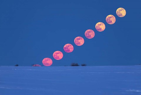 Framed Rising of the Full Moon Over Alberta Print
