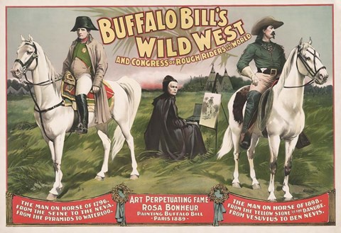 Framed Napoleon Bonaparte and Buffalo Bill on horseback Print
