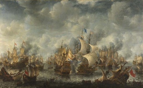 Framed Battle of Ter Heijde naval battle during the First Anglo-Dutch War Print