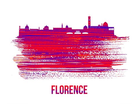 Framed Florence Skyline Brush Stroke Red Print