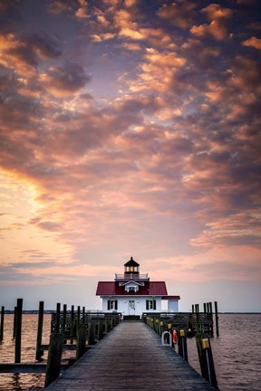 Framed Dawn at Roanoke Marshes Lighthouse Print