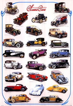 Framed Classic Cars Print