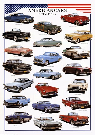 Framed American Cars of the Fifties Print