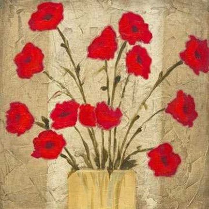 Framed Red Flowers in Vase Print
