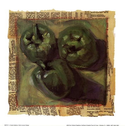 Framed Three Green Peppers Print