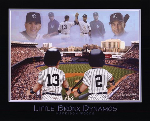 Framed Little Bronx Dynamos - Jeter &amp; Rodriguez Print