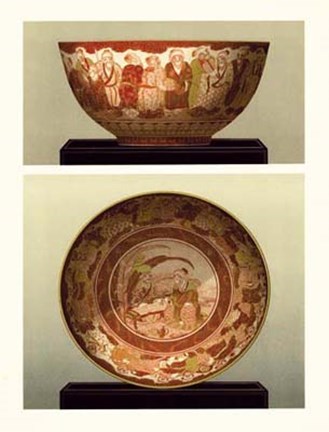 Framed Oriental Bowl and Plate II Print