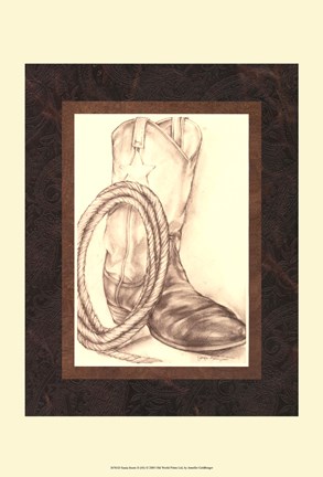 Framed Sepia Boots II (HI) Print