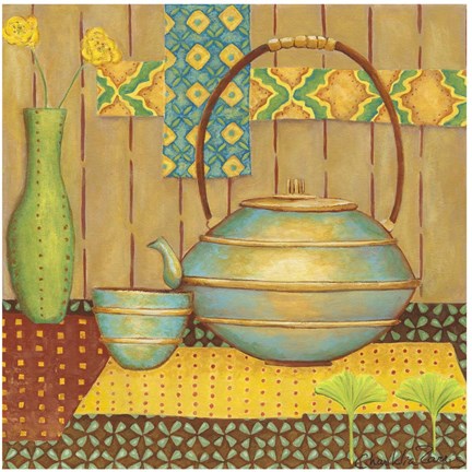Framed Ginkgo Tea Pot Print
