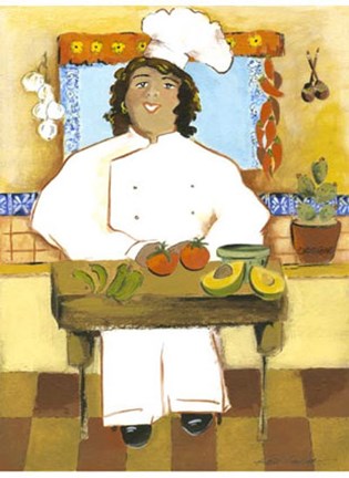 Framed Jolly Mexican Chef Print