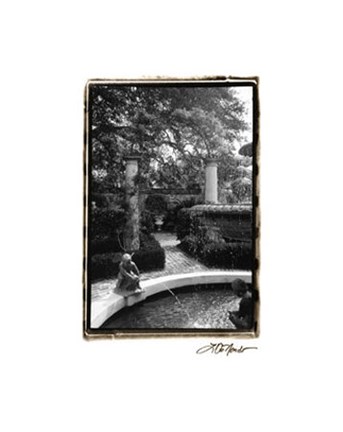 Framed Garden Fountain I Print