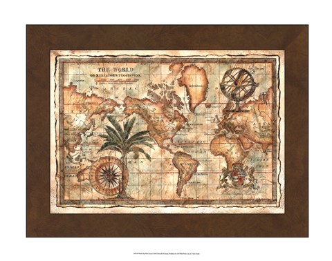 Framed World Map with Globe Print