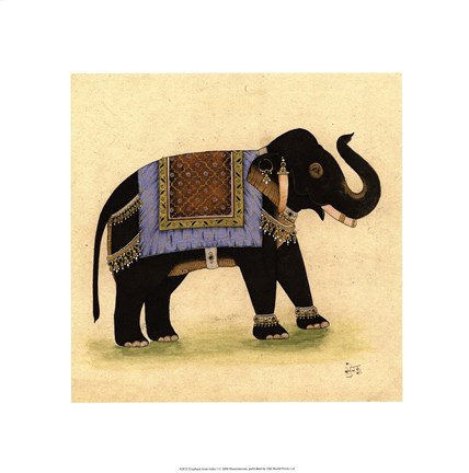 Framed Elephant from India I Print