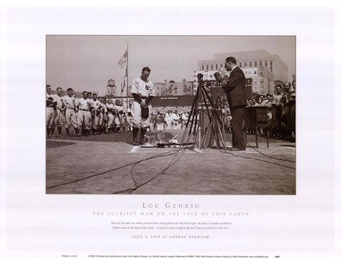 Framed Lou Gehrig Farewell Print