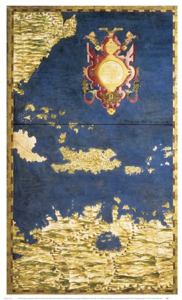 Framed Map of the Caribbean and Venezeula Print