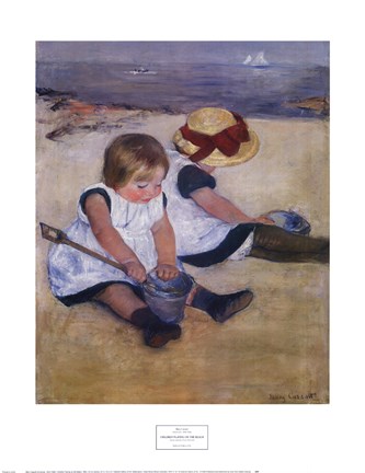 Framed Children Playing on the Beach Print
