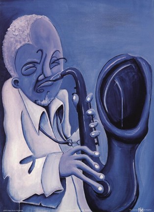 Framed Blue Jazzman II Print