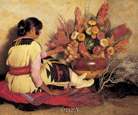 Framed Crucita, a Taos Indian Girl Print