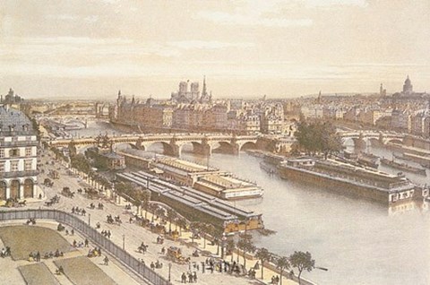 Framed View of the Seine from the Louvre Print