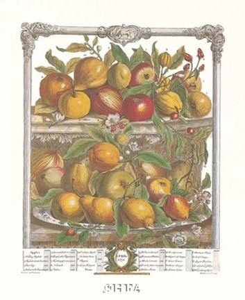 Framed April/Twelve Months of Fruits, 1732 Print