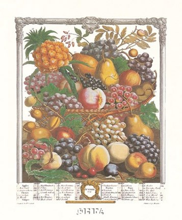 Framed October/Twelve Months of Fruits, 1732 Print