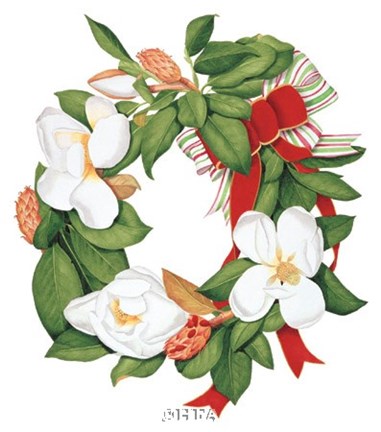Framed Magnolia Wreath Print