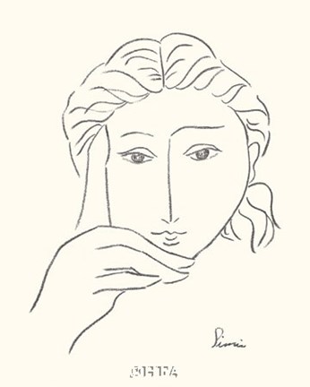 Framed Woman&#39;s Face Sketch I Print