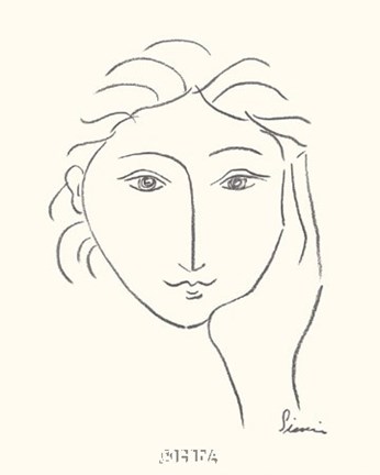Framed Woman&#39;s Face Sketch II Print