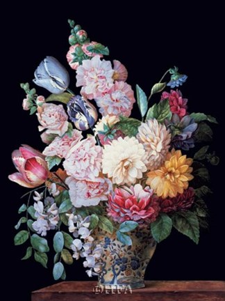 Framed Vase of  Summer Flowers Print