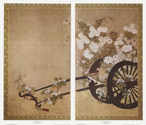 Framed Festival Flower Cart (Diptych) Print