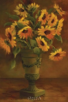 Framed Mediterranean Sunflowers I Print