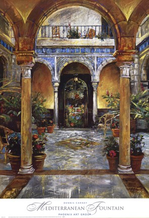 Framed Mediterranean Fountain Print