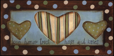 Framed Love Honor Trust Hugs &amp; Kisses Print