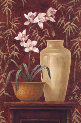 Framed Orchid In Raku Bowl Print