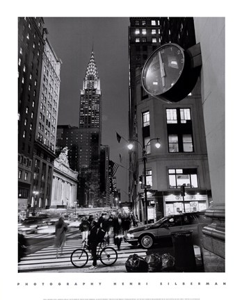 Framed Chrysler Clock, Madison Avenue Print