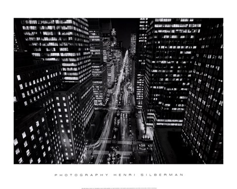 Framed Park Avenue at Night, NYC Print