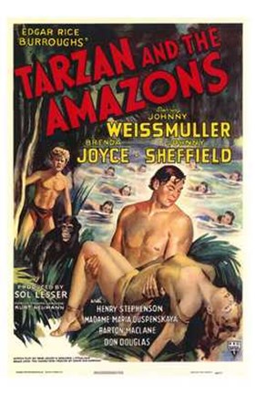 Framed Tarzan and the Amazons, c.1945 Print