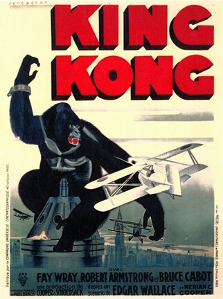 Framed King Kong on top of Empire State Building Print