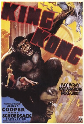 Framed King Kong Grabbing Airplane Print