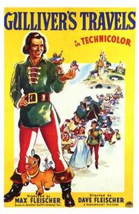 Framed Gulliver&#39;s Travels in technicolor Print