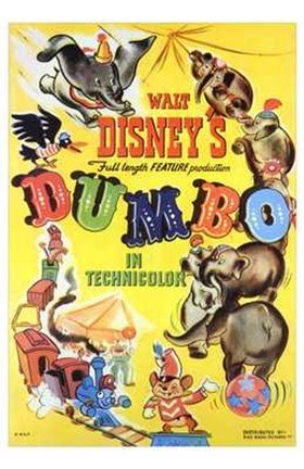 Framed Dumbo Cartoon Print