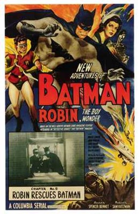 Framed Batman and Robin - Robin Rescues Batman Print