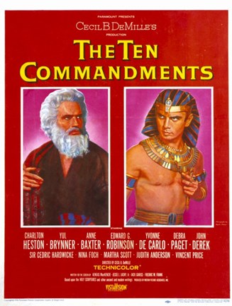 Framed Ten Commandments Moses and Pharoah Print
