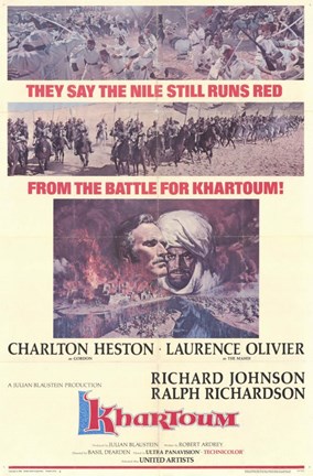 Framed Khartoum Charlton Heston And Olivier Print