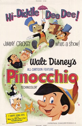 Framed Pinocchio Hi-Diddle Dee Dee! Print