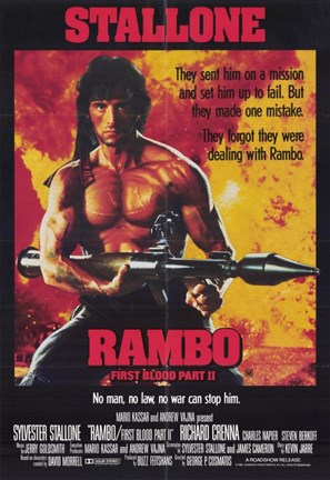 Framed Rambo: First Blood  Part 2 Stallone Print